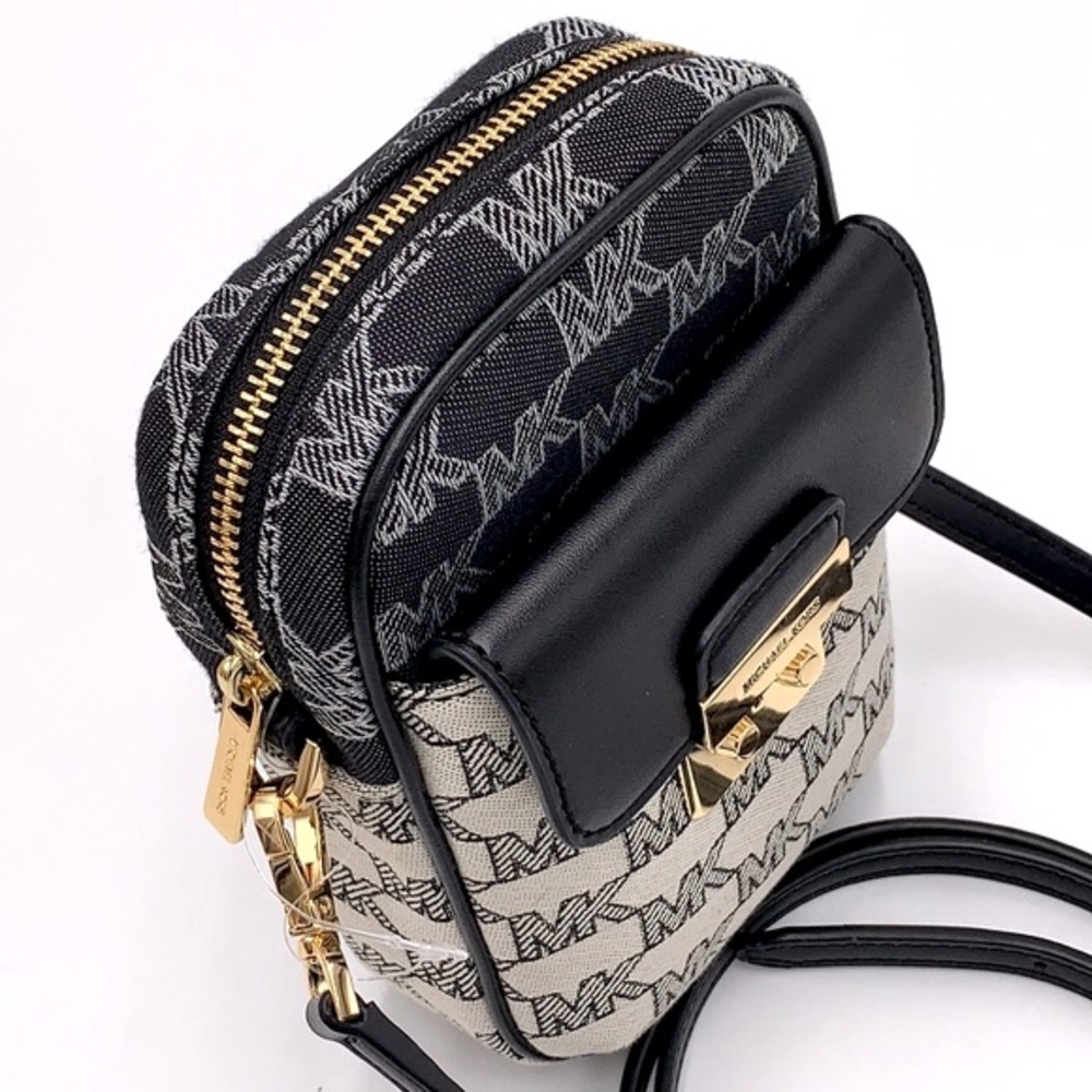 Michael Kors Sloan Editor Small Phone Logo Jacquard Crossbody Black Multi - Picture 3 of 16